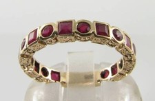 ENGAGEMENT 9K 9CT GOLD RUBY  FULL  ETERNITY (3/4) BAND ART DECO INS RING Size O