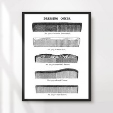 Combs Chart Hairdressing Hairdressers Vintage Art Print Poster Wall Picture XL