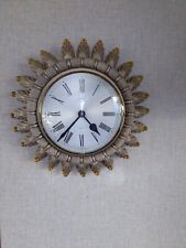 VINTAGE SMITHS SECTRONIC ENGLISH BATTERY SUNBURST WALL CLOCK  VERY GOOD  WORKING