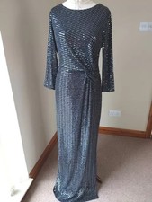 Debenhams Collection Long  Black Sequin Dress 14 Shimmer Evening Formal Occasion