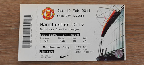Ticket 2011 manchester united - ticket,