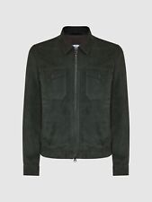 Leather Jacket Men Dark Gray Pure Suede Cafe Racer Size XS S M L XL XXL