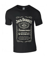 Jack Daniels JD Old No 7 Inspired Vintage Look Printed Black T Tee Shirt