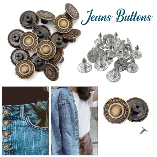 17mm hammer jeans buttons - hammer, on