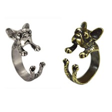 French Bulldog Ring Silver or Gold Adjustable Dog Lover Fashion Puppy Free Post