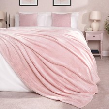 OHS Luxury Popcorn Waffle Blanket Large Warm Fleece Throw Over Bed Travel