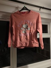Snoopy Size 12 But First Coffee Pink Jumper From Tu Good Condition