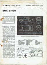 RENAULT 8 GORDINI SALOON 1965 MOTOR TRADER TECHNICAL DATA & SERVICE BULLETIN