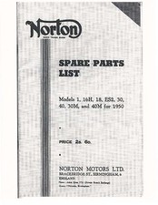 Norton Parts Manual Book 1950