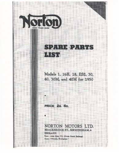 Norton parts manual book 1950 - book,