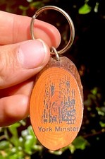 York Minster Original Vintage Carved Tree Trunk Wooden Keyring Key Ring Keychain