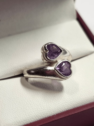 Sterling silver double heart - double,