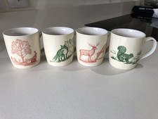 Set of 4 Creative Tops British Wildlife Mugs Deer, Hare, Squirrel Pink & Green