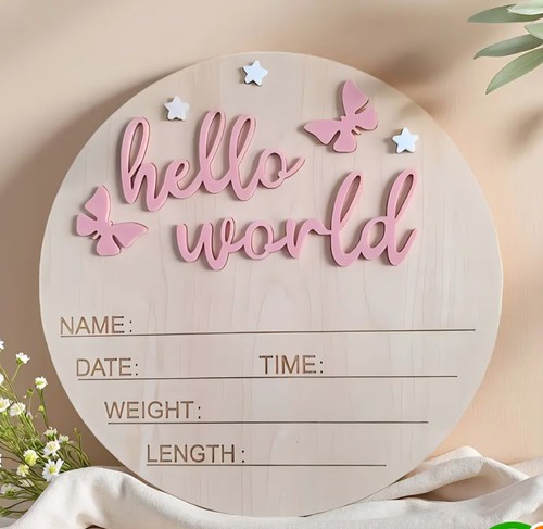 Wooden baby announcement sign - wooden,