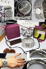 LikeNew GUCCI 112 YA11240 Large Wide Twirl GG Bangle Bracelet Watch + Box