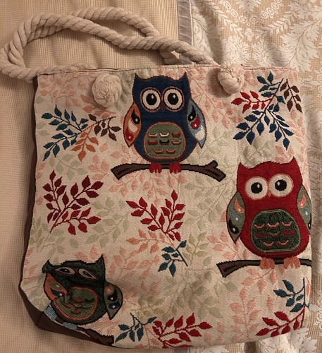 Owl tote bag with zip - , and