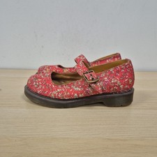 Dr Martens Polley Floral Clash Wanderlust Red Canvas Mary Jane Shoes Size Uk 7