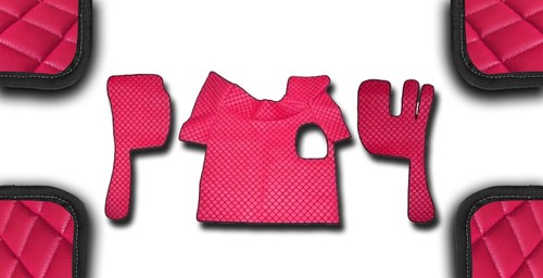 Pink eco leather floor mats - eco,