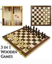 3 in 1 Wooden Board Game Set