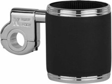 Kruzer Kaddy Cup Holder 3x4 Chrome-Leather Clamp Mount for Bar Boat Moto ATV UTV
