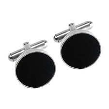 Round Black Silver Plated