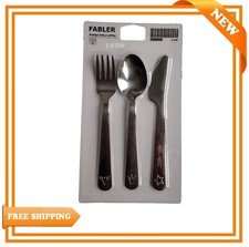IKEA CUTLERY CHILDRENS KIDS FORK KNIFE SPOON 3 PIECE SET FABLER