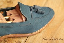 Joseph Cheaney Blue Suede Tasselled Shoes Loafers Men's UK 8.5 F US 9.5 EU 42.5
