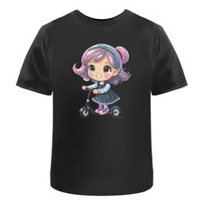 'Little Girl Riding A Scooter' Unisex T-Shirt - 100% Cotton (S-XXL) (TA046627)