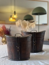 Antique Leather Wooden Hat Boxes. Vintage Boxes