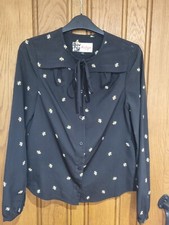 Jaeger Boutique Bee Print Tie Neck Blouse UK6