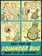 Squander bug discouraging wasteful spending world war 2 VINTAGE poster print art