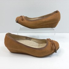Full Circle Tan Brown Suede Wedge Heeled Shoes UK 3 Bohemian Indie #S16