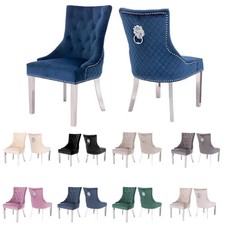 Set of 2/4/6/8 Dining Chairs, Plush Velvet Tufted Bentley Chairs and Studded
