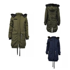 BRAVE SOUL WOMENS LADIES FUR HOODED QUILTED PARKA JACKET COAT SIZE UK 10