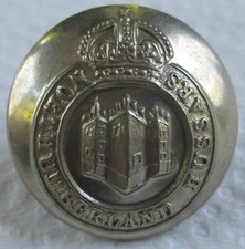British Army:"NORTHUMBERLAND HUSSARS NICKEL BUTTON" (Large, 22mm, WW2 Period)