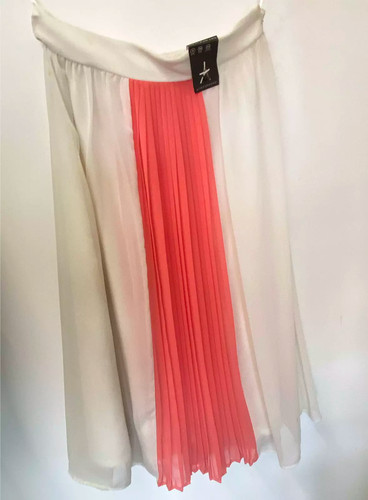 White peach pleated chiffon - pleated,