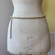 Beautiful vintage 1970s gold chain faux pearl chain belt | retro gold chain belt