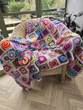 Handmade Crochet Afghan Blanket - soft, cosy and colourful