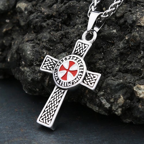 Red cross necklace - red, christian
