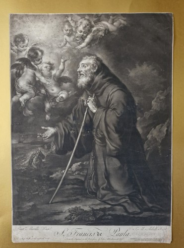 Striking mezzotint print - mezzotint,