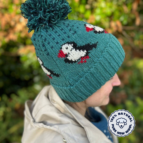 Women hand knitted puffin - women's,