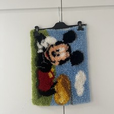 Mickey Mouse Tapestry Vintage Wool Stitch Rug Wall Hanging 