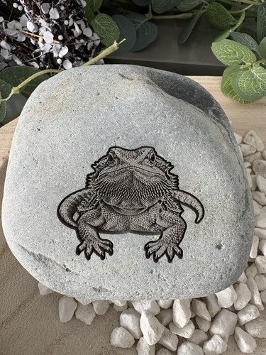 Engraved bearded dragon stone - engraved,