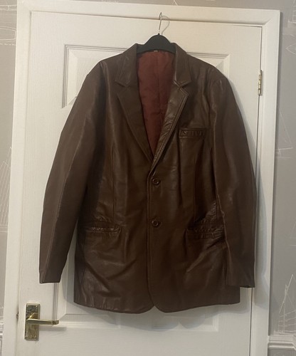 Mens brown leather jacket - leather,