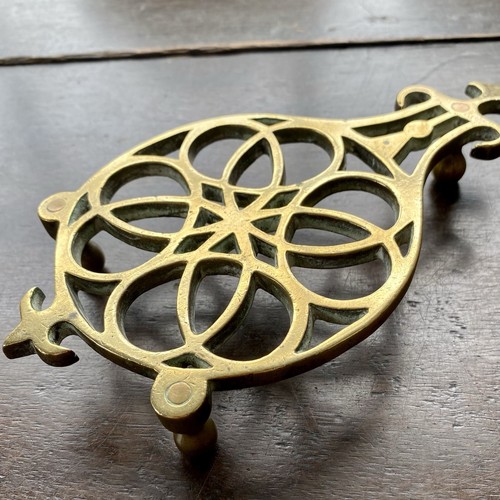 Vintage solid brass trivet - vintage,