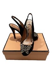 NIB ARUNA SETH EMILIA BUTTERFLY NERO HEELS BLACK SATIN-SIZE 38-PERFECT!
