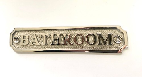 Bathroom door sign brass - bathroom,