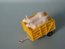 Matchbox Cage Trailer Yellow 75mm Long Toy Model Farm Farming with 2 Cows