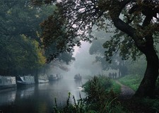 River Wey greeting card birthday note canal misty barge boat art sailing scene