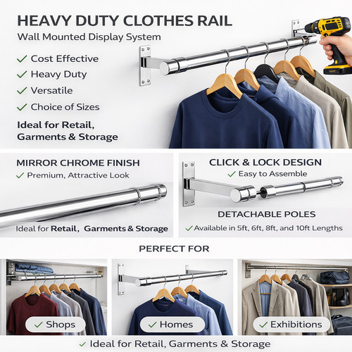 32mm wall mounted clothes rail - 32mm,